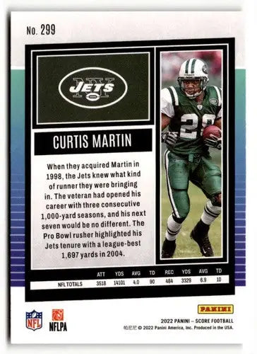 Curtis Martin football card from 2022 Score with original gloss, Curtis Martin NrMt-Mt