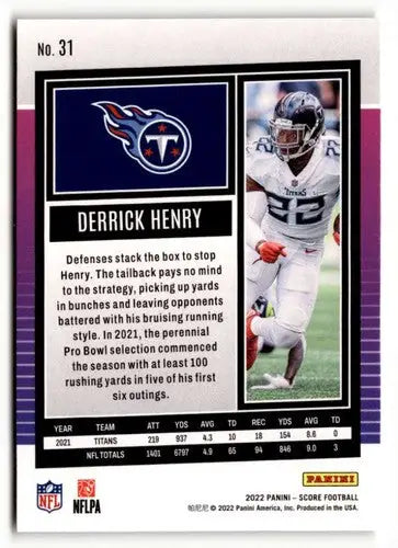 2022 Score #31 Derrick Henry NrMt-Mt ID:51072 - Football Card Single