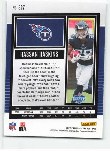 Hassan Haskins football card with original gloss in 2022 Score NM-MT Rookie Titans