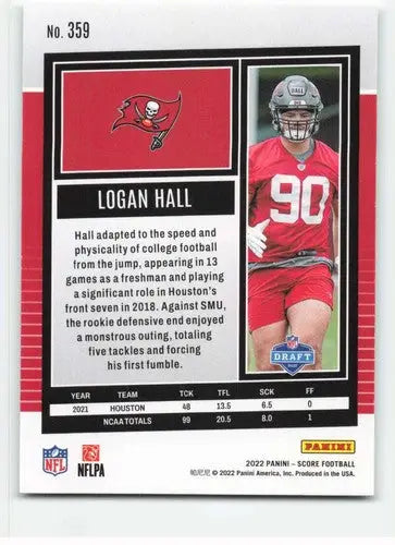 2022 Score #359 Logan Hall NM-MT RC Rookie Buccaneers ID:48588 - Football Card Single