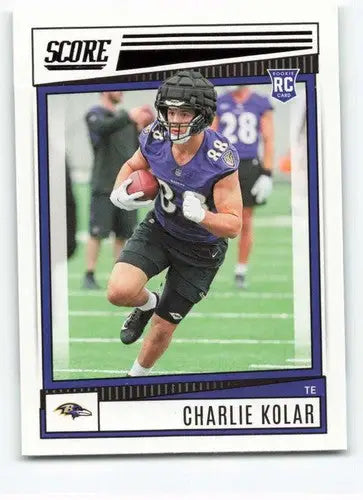 Original gloss of Charlie Kolar rookie card from 2022 Score simply sandoval Ravens