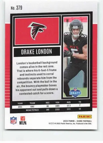 2022 Score Drake London NF-MT rookie football card with original gloss Falcons