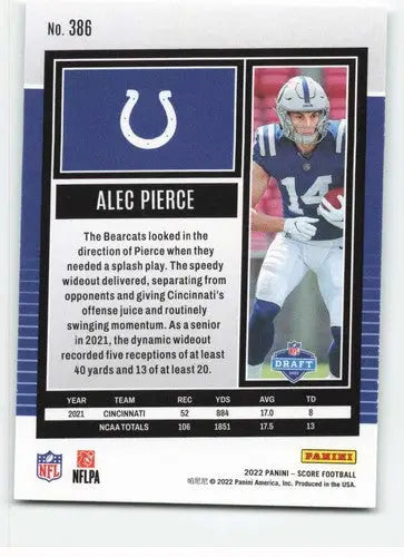 Alec Pierce football card with original gloss, 2022 Score NM-MT rookie Colts