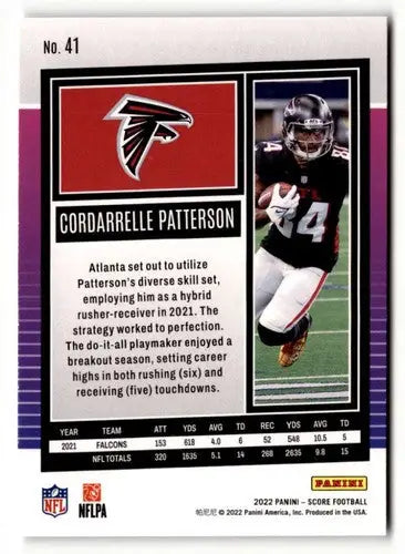 Cordarrelle Patterson football card with original gloss, 2022 Score #41 NrMt-Mt