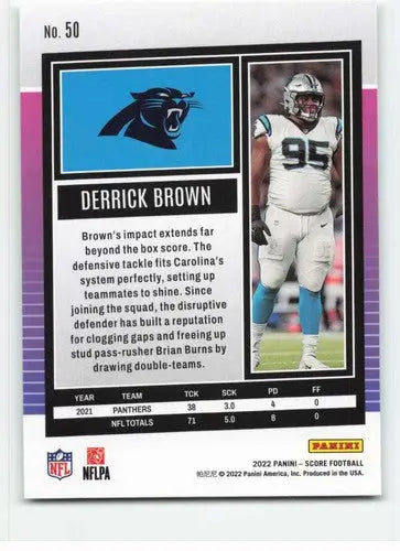 2022 Score #50 Derrick Brown NM-MT Panthers ID:48653 - Football Card Single