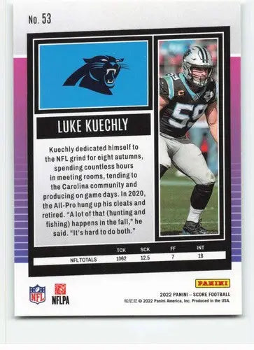 2022 Score #53 Luke Kuechly NM-MT Panthers ID:48623 - Football Card Single