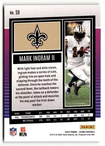 2022 Score #59 Mark Ingram II NM ID:51069 - Football Card Single