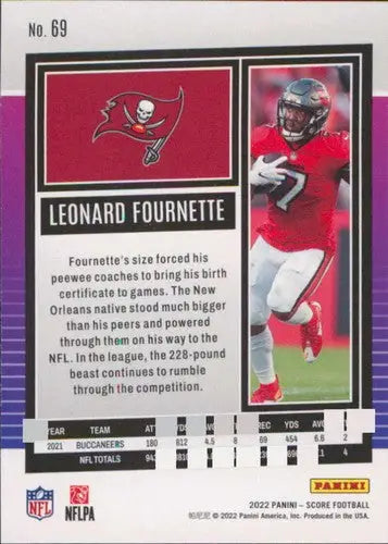 2022 Score #69 Leonard Fournette NM-MT Buccaneers ID:48660 - Football Card Single