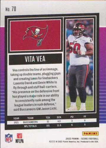 Vita Vea football card from 2022 Score with original gloss, NM-MT Buccaneers card