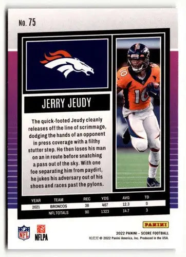 2022 Score Jerry Jeudy football card with original gloss, Jerry Jeudy NrMt-Mt condition