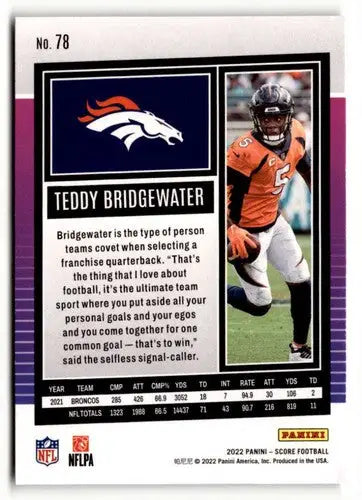 Teddy Bridgewater football card 2022 Score EX original gloss Simply Sandoval