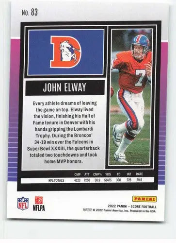 2022 Score #83 John Elway NM-MT Broncos ID:46638 - Football Card Single