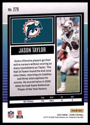 2022 Score Base Jason Taylor Miami Dolphins 279 - Football Card Single