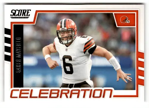 2022 Score Celebration Baker Mayfield football card with original gloss Browns ID 50526