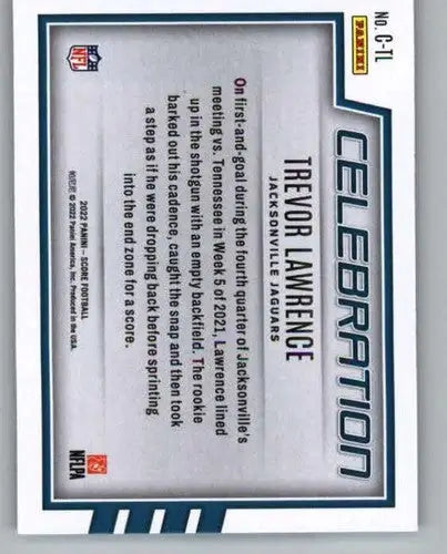 2022 Score Celebration Trevor Lawrence football card with original gloss Jaguars NM-MT