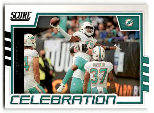 2022 Score Celebration Jaylen Waddle football trading card with original gloss
