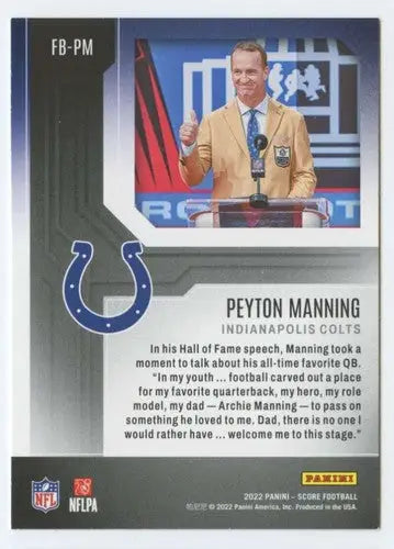 2022 Score First Ballot #1 Peyton Manning NM-MT Colts ID:50555 - Football Card Single