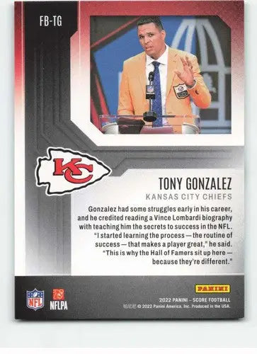 Tony Gonzalez football card with original gloss from 2022 Score First Ballot NM-MT