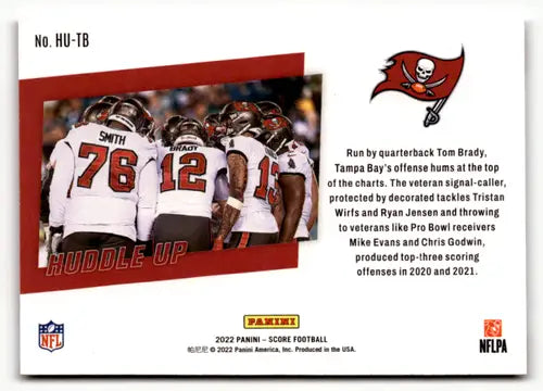 2022 Score Huddle Up #13 Tampa Bay Buccaneers EX/NM Buccaneers ID:48537 - Football Card Single