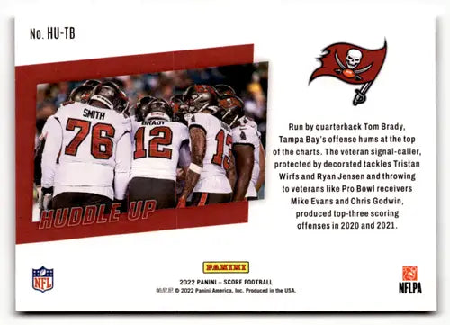 2022 Score Huddle Up #13 Tampa Bay Buccaneers NM Near Mint Buccaneers ID:50568 - Football Card Single