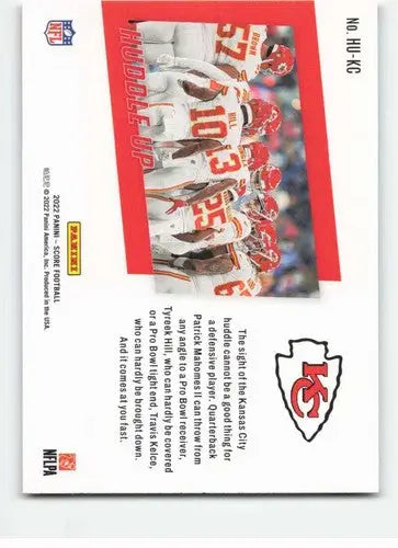 2022 Score Huddle Up #14 Kansas City Chiefs NM-MT Chiefs ID:50569 - Football Card Single