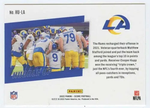 2022 Score Huddle Up #2 Los Angeles Rams NM-MT LA Rams ID:50561 - Football Card Single