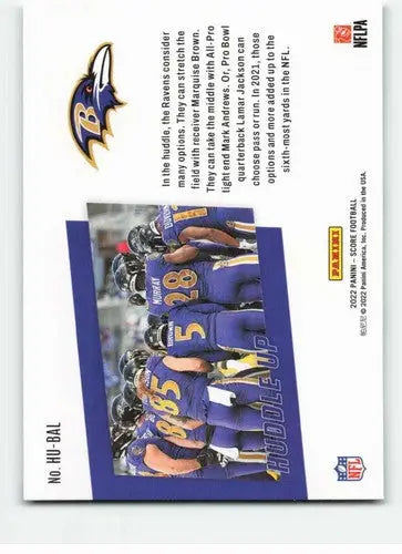 2022 Score Huddle Up #9 Baltimore Ravens NM-MT Ravens ID:50566 - Football Card Single