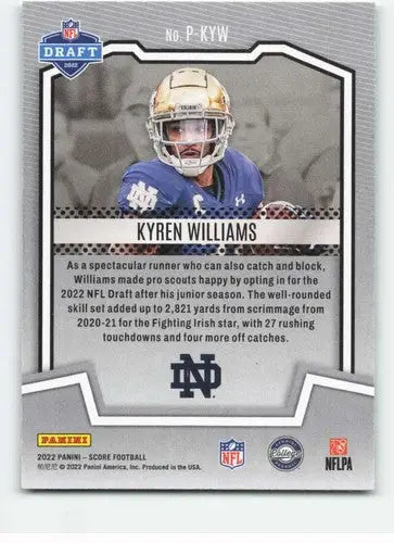 Kyren Williams football card from 2022 Score Protential with original gloss NM-MT