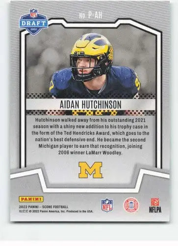 Aidan Hutchinson football card from 2022 Score Protential with original gloss