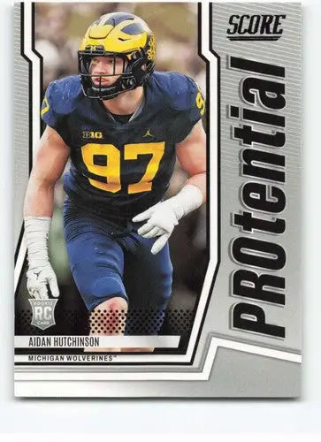 Aidan Hutchinson football card from 2022 Score Protential with original gloss