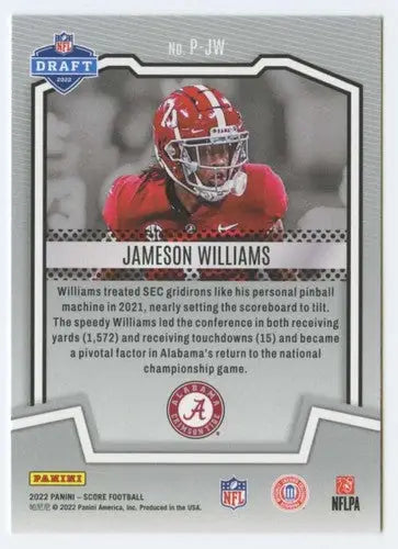 Original gloss football card of Jameson Williams from 2022 Score Protential series