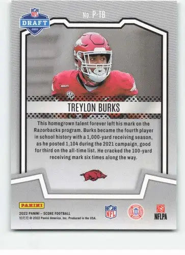Treylon Burks football card from Score Protential with original gloss, NM-MT condition