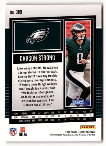 2022 Score Red #309 Carson Strong NM-MT RC Rookie Eagles ID:49229 - Football Card Single