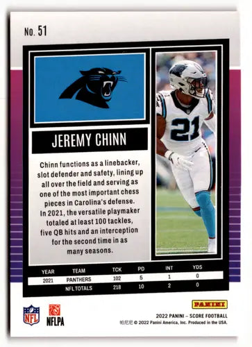 2022 Score Red #51 Jeremy Chinn NM-MT Panthers ID:50510 - Football Card Single