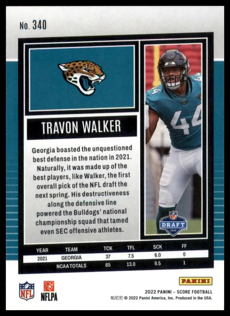 2022 Score Rookie Travon Walker #340 Rookie Jacksonville Jaguars Football Card - Football Card Single