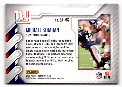 2022 Score Sack Attack #13 Michael Strahan NM Near Mint NY Giants ID:48544 - Football Card Single