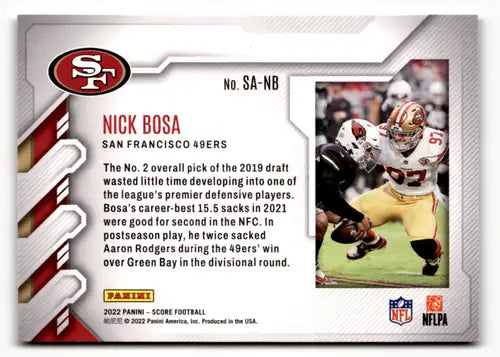 2022 Score Sack Attack #3 Nick Bosa NM Near Mint 49ers ID:50579 - Football Card Single