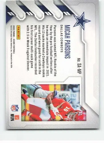 2022 Score Sack Attack #4 Micah Parsons NM-MT Cowboys ID:46556 - Football Card Single