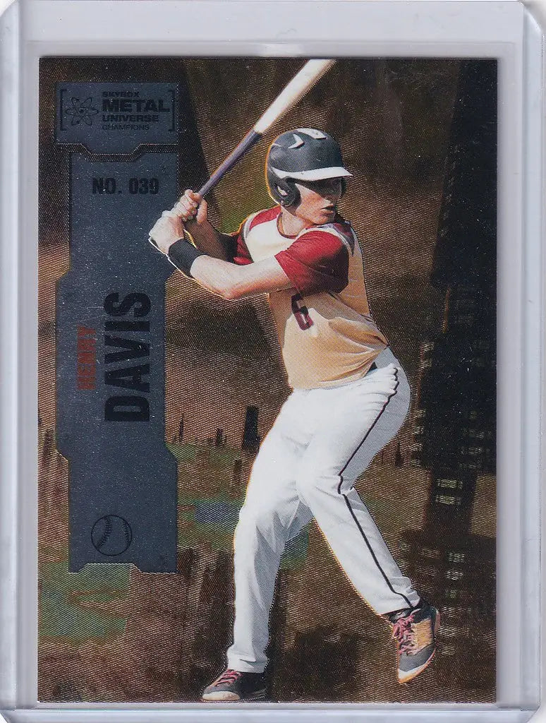 Henry Davis in batting stance on 2022 Skybox Metal trading card #39