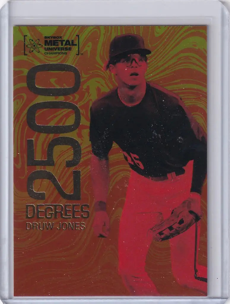 Baseball trading card of pitcher in black uniform, part of Skybox Metal Universe Champions