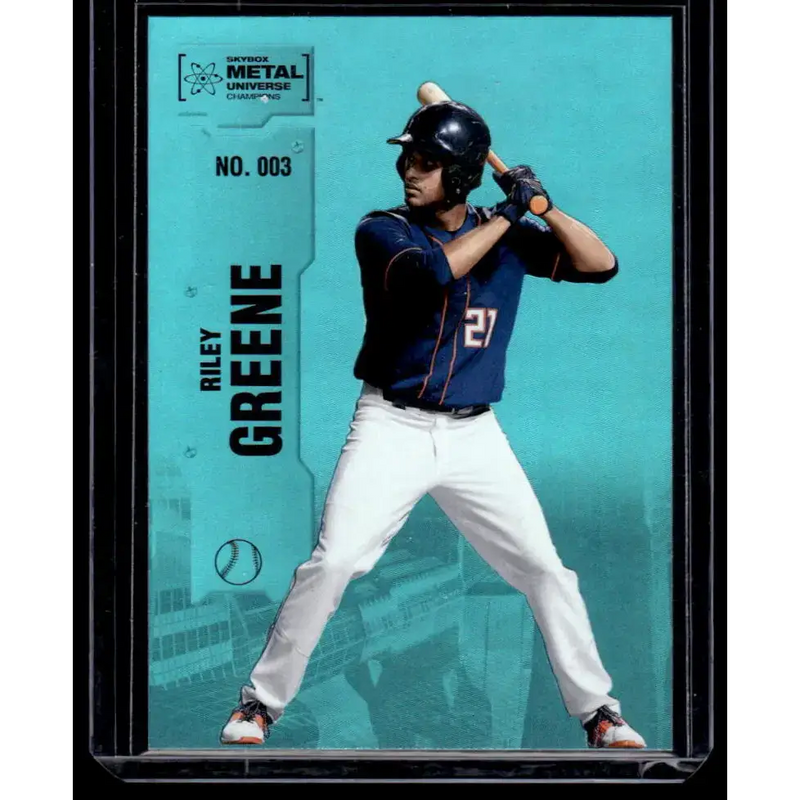 2022 Skybox Metal Universe Champions Aqua #3 Riley Greene NM-MT Baseball Card - Baseball Card Single