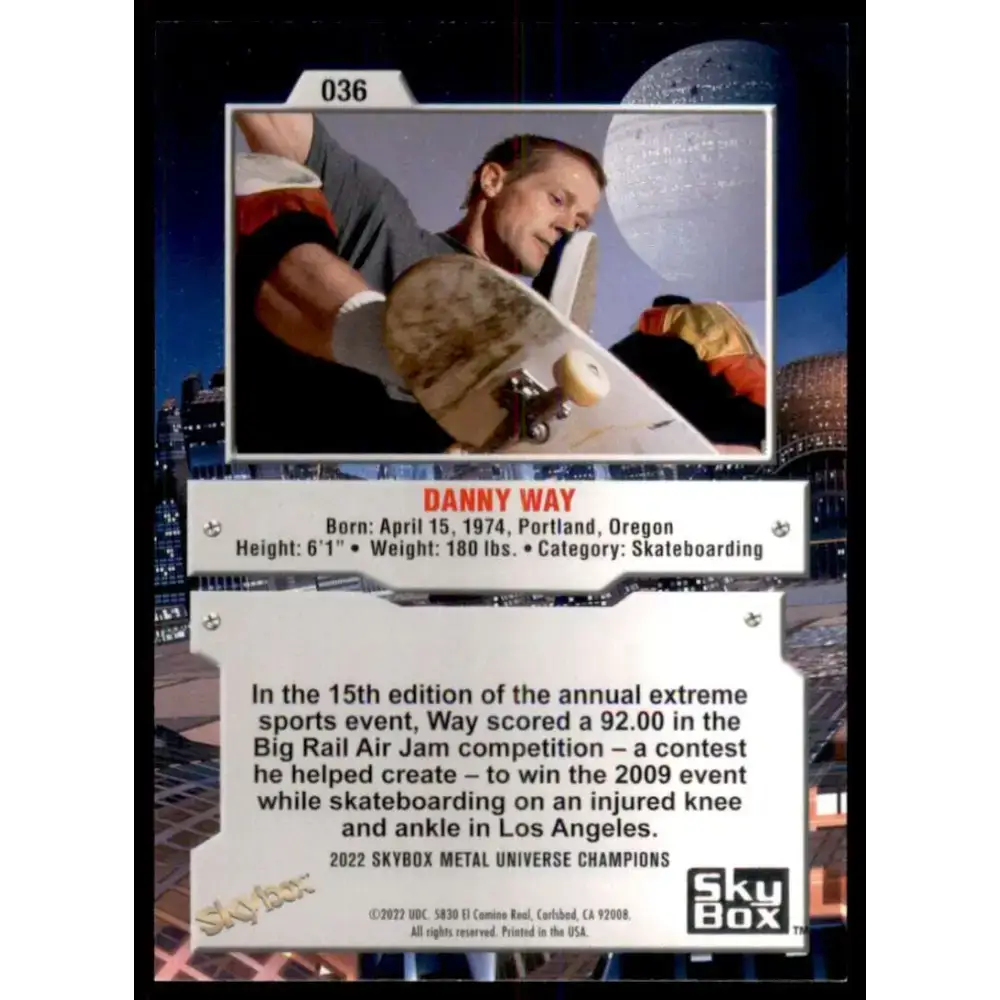 2022 Skybox Metal Universe Champions Aqua #36 Danny Way NM-MT Skateboarding Card - Non-Sports Card Single