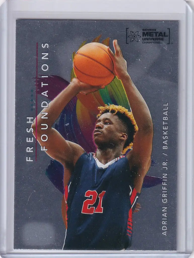 Basketball trading card of Adrian Griffin Jr. from Skybox Metal Universe Champions Fresh