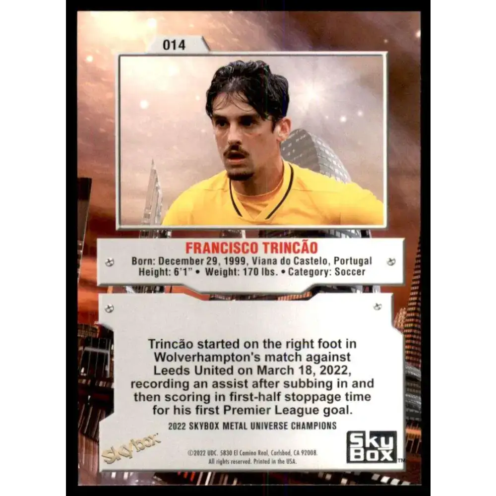 2022 Skybox Metal Universe Champions NM-MT #14 Francisco Trincao Soccer Card - Soccer Card Single