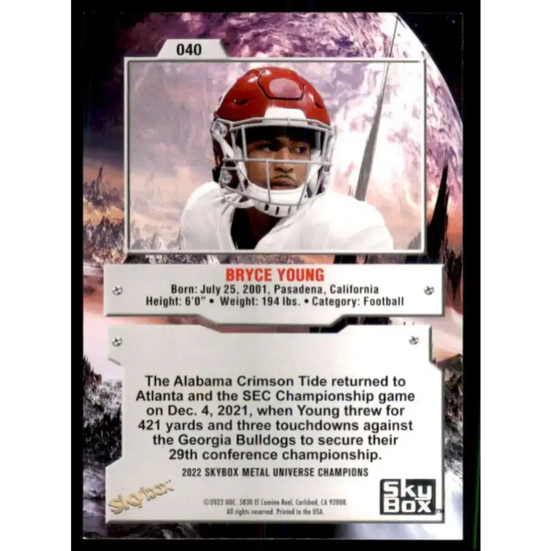 2022 Skybox Metal Universe Champions NM-MT #40 Bryce Young Football Card - Football Card Single