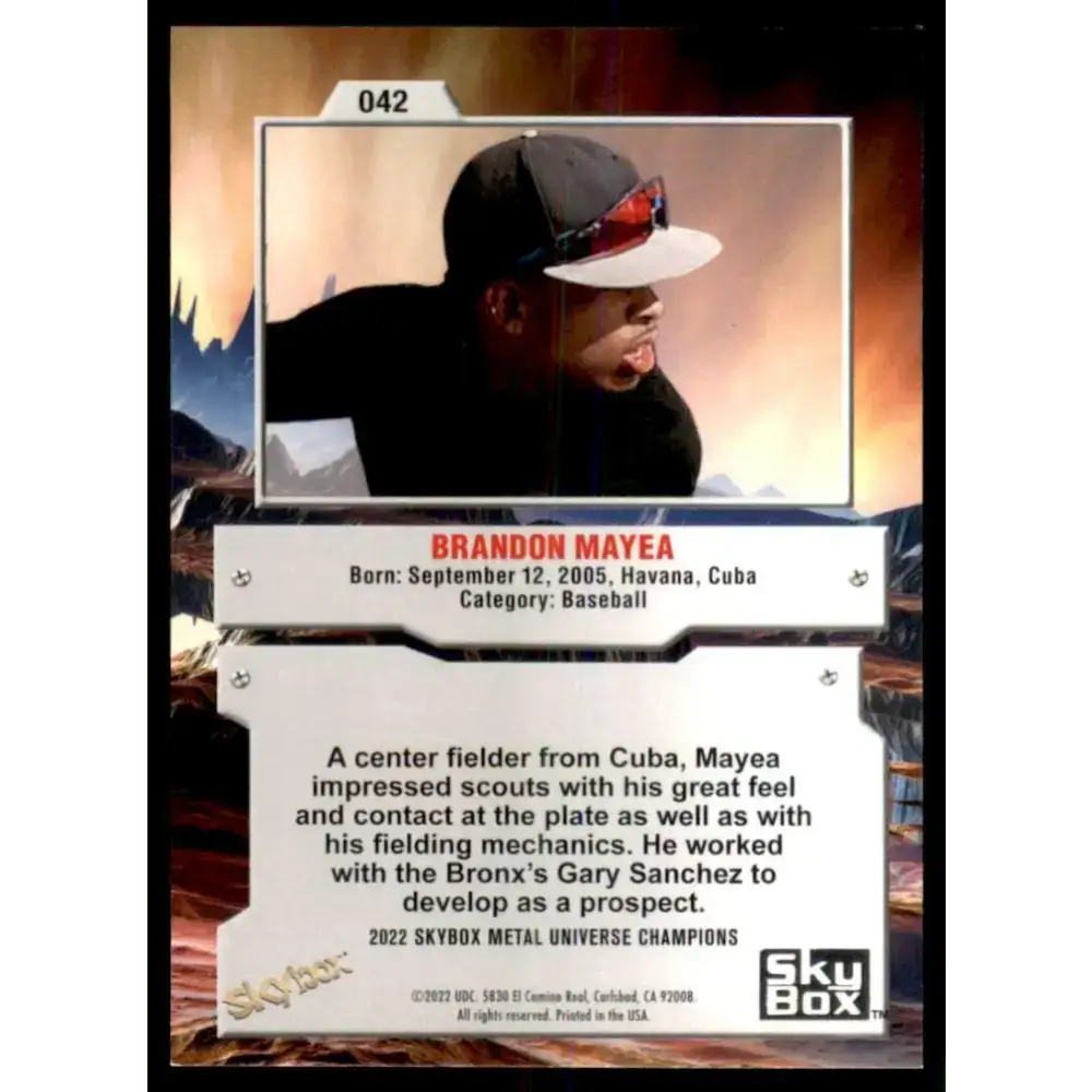 2022 Skybox Metal Universe Champions NM-MT #42 Brandon Mayea Baseball Card - Baseball Card Single