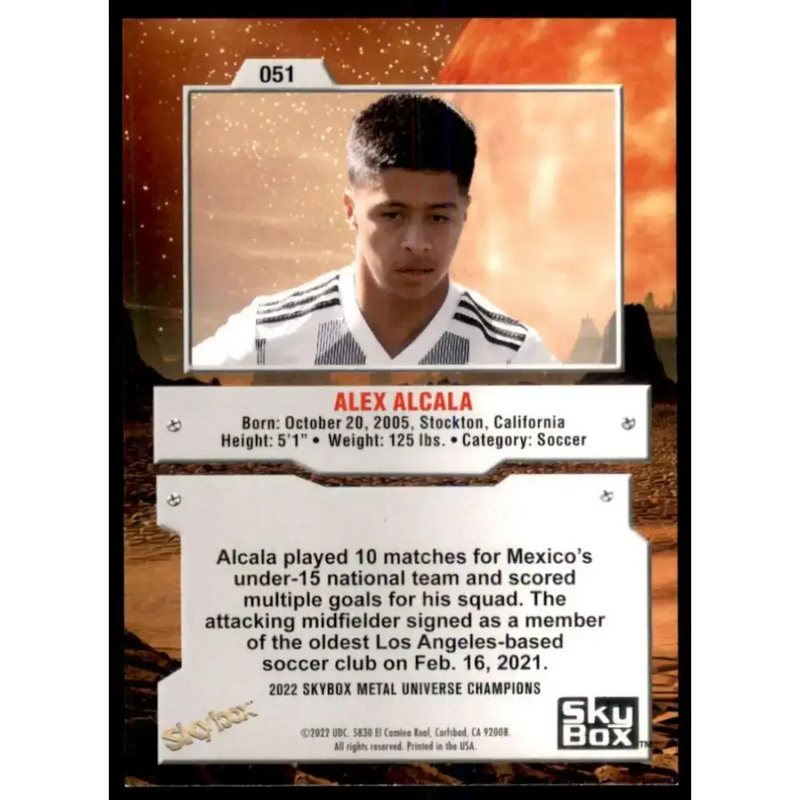 2022 Skybox Metal Universe Champions NM-MT #51 Alex Alcala Soccer Card - Soccer Card Single