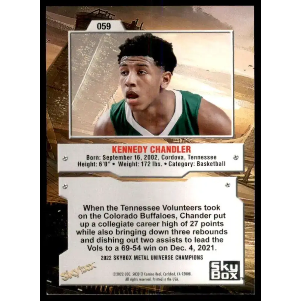 2022 Skybox Metal Universe Champions NM-MT #59 Kennedy Chandler Basketball Card - Basketball Card Single