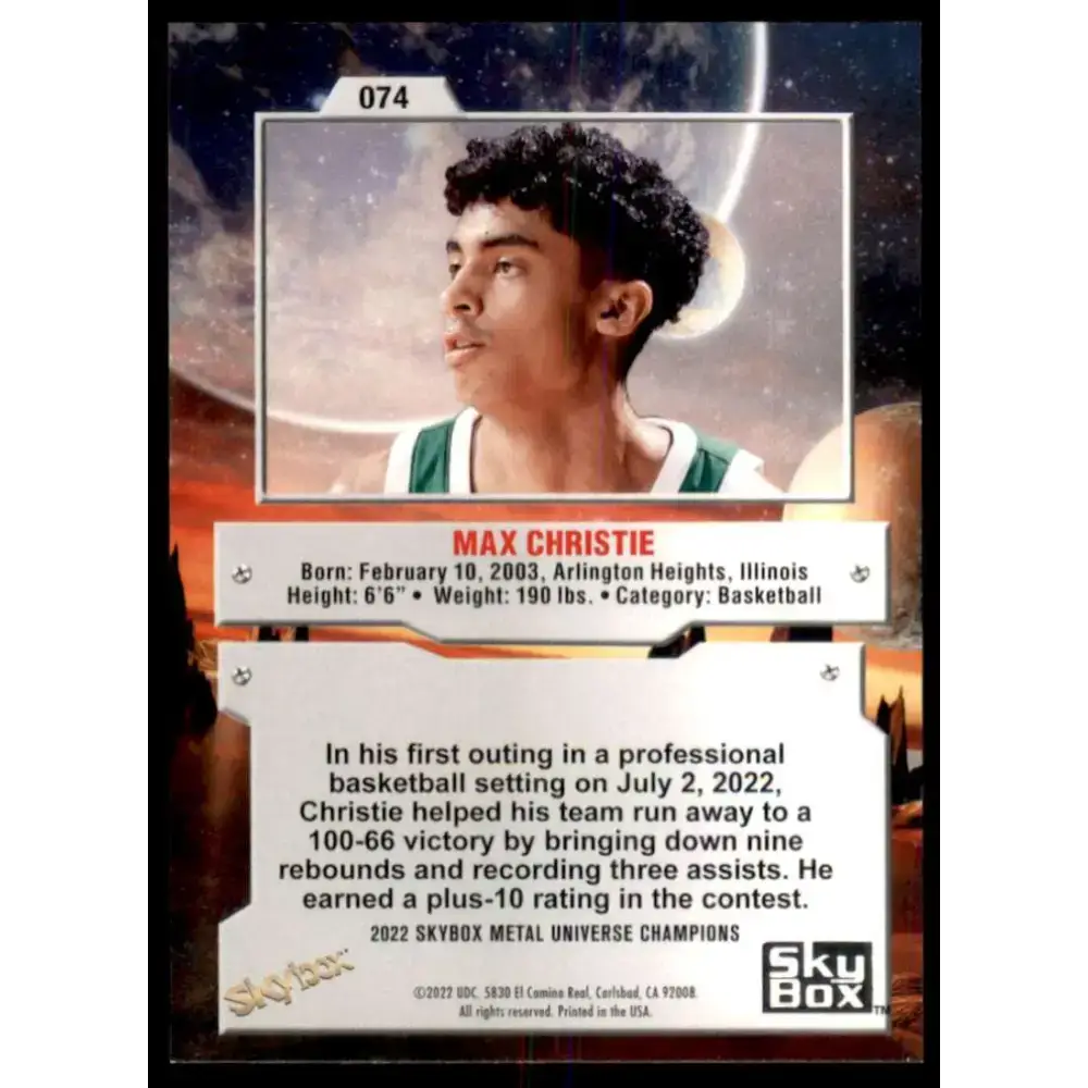 2022 Skybox Metal Universe Champions NM-MT #74 Max Christie Basketball Card - Basketball Card Single