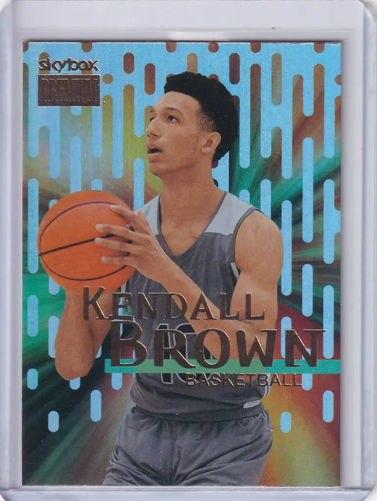 Basketball trading card of Kendall Brown in gray jersey from Skybox Metal Universe